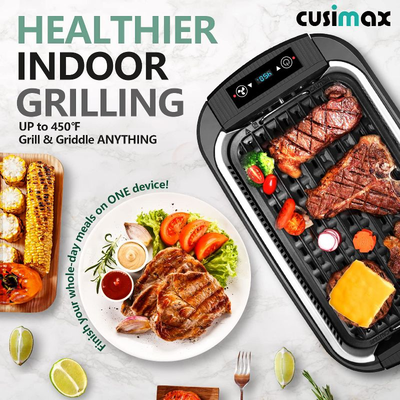 Cusimax Electric Portable Indoor Smokeless Grill, Double Plates (Black)
