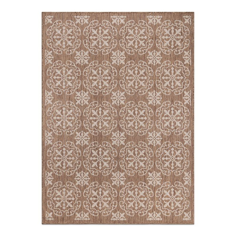 World Rug Gallery Transitional Geometric Textured Flat Weave Indoor/Outdoor Area Rug - BROWN 5' X 7'