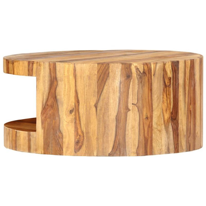 vidaXL Round Coffee Table 25.6"x11.8" Solid Sheesham Wood