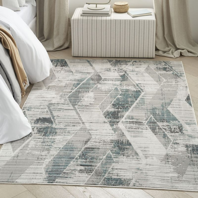 Nourison Thalia Distressed Contemporary Indoor Rug Grey Beige 5'3" x 7'3"