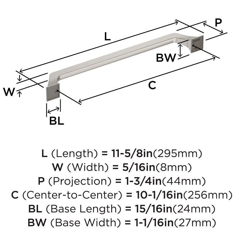 Amerock Exceed 10-1/16 inch (256mm) Center-to-Center Satin Nickel Cabinet Pull