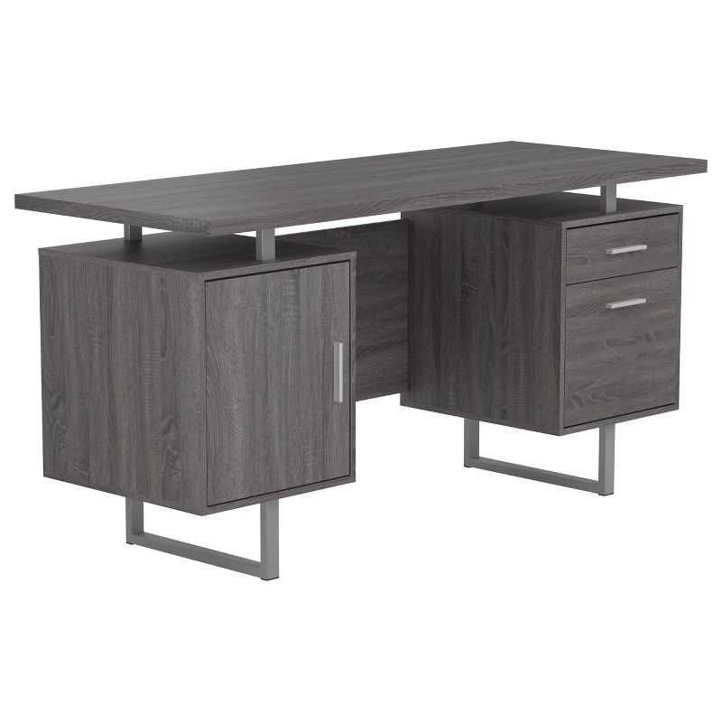 Lawtey 2 Drawer Office Desk Weathered Gray - Coaster: Modern Home Furniture with File Storage
