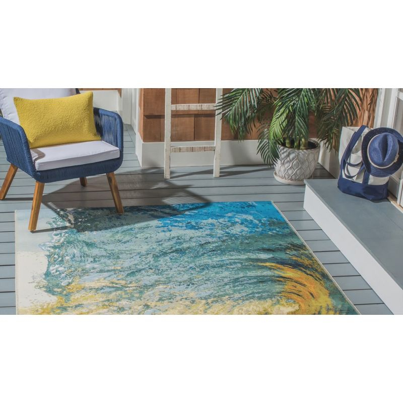 Barbados BAR510 Power Loomed Indoor/Outdoor Area Rug - Blue/Gold - 5'3"x7'6" - Safavieh.
