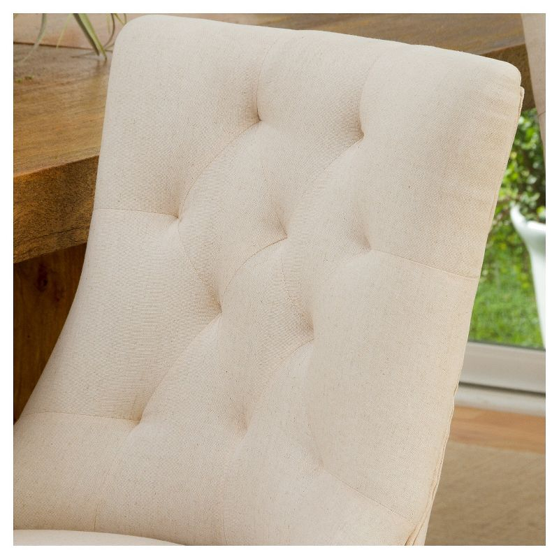 Set of 2 Hayden Tufted Dining Chairs Beige - Christopher Knight Home: Elegant Slipper Silhouette, Wood Legs