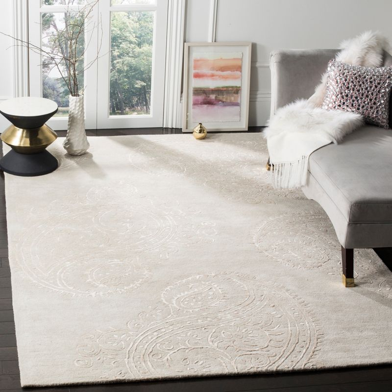 Bella BEL153 Hand Tufted Area Rug - Silver/Beige - 6'x9' - Safavieh.