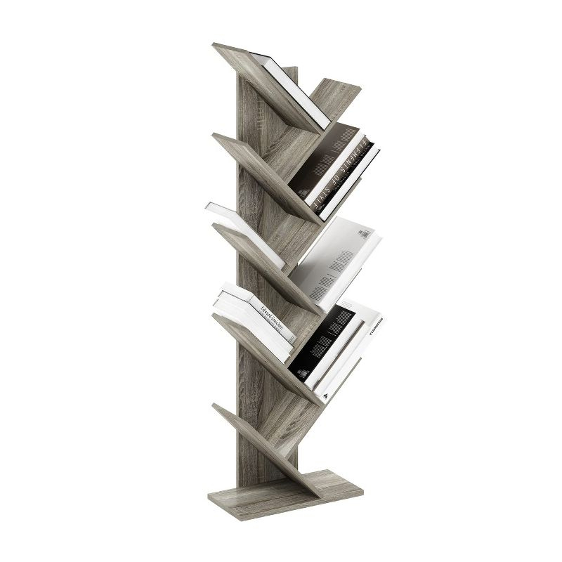 Furinno Tree Bookshelf 9-Tier Bookcase Floor Standing Book Rack Display Stand,French Oak