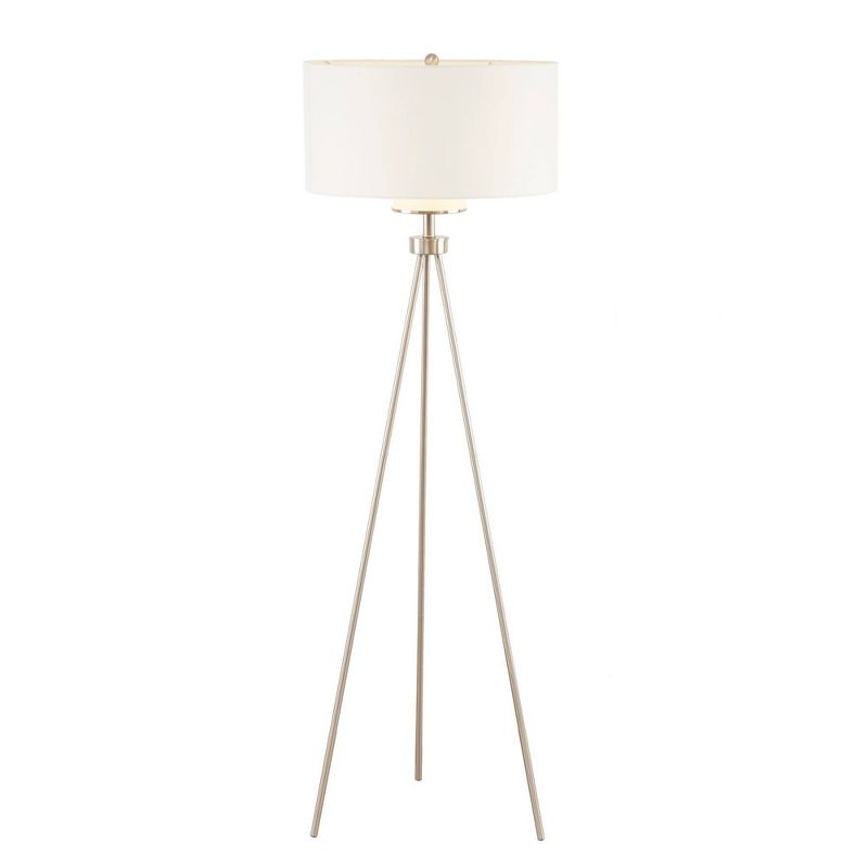 Ink+Ivy 64.5" Pacific Tripod Metal Floor Lamp (Includes LED Light Bulb) Silver: Modern Design, Cotton Shade