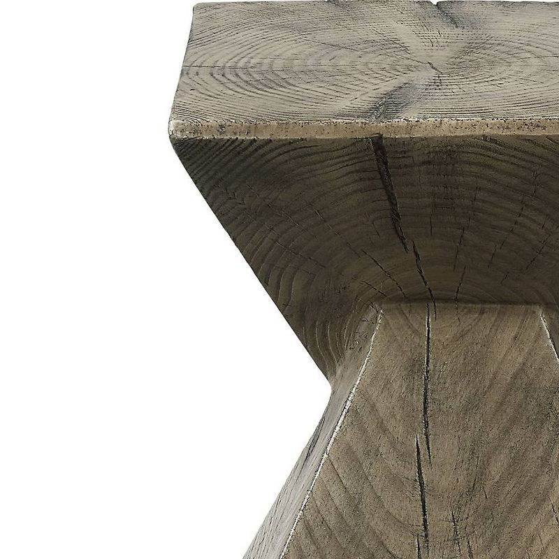 13" Zahi Accent Table Weathered Oak Finish - Acme Furniture: Modern Rectangle Cement, Space-Saving Design