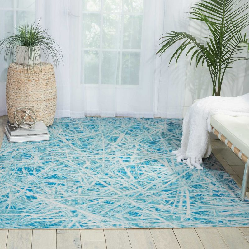 Nourison Home & Garden Abstract Indoor Outdoor Area Rug Marine 5'3" x 7'5"