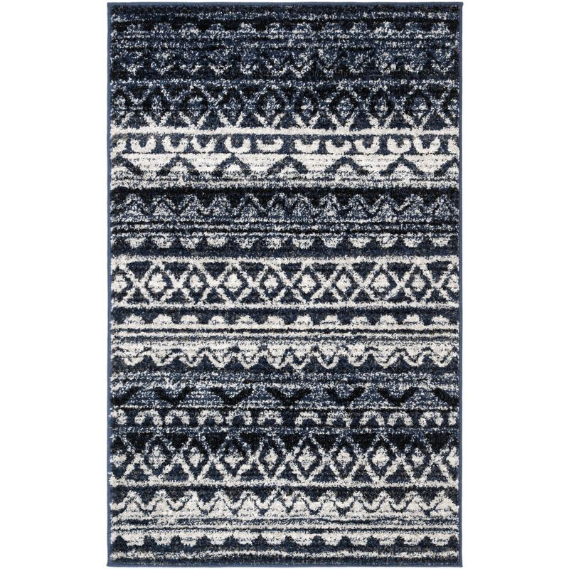 Adirondack ADR119 Machine Made Indoor Accent Rug - Ivory/Navy - 2'-6"x4' - Safavieh