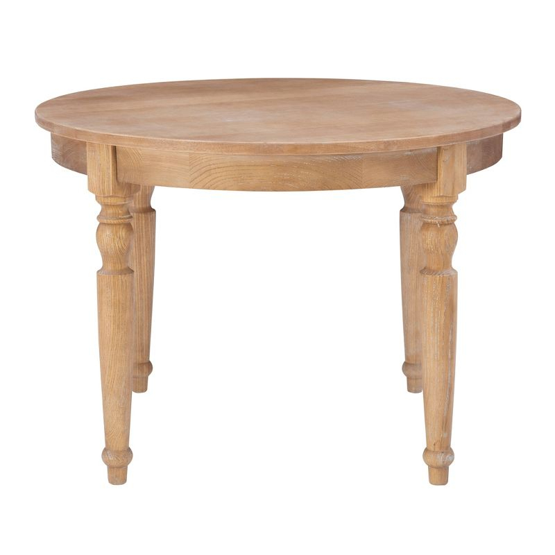 Linon Belfort Traditional Round Dining Table Light Brown: Elm Frame, MDF & Wood Veneer, Seats 4
