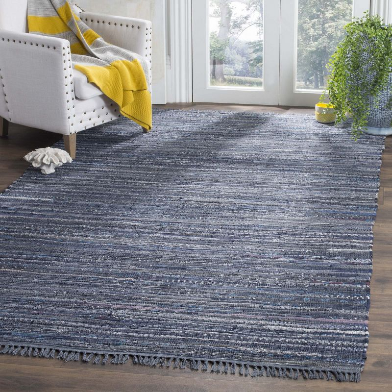 Rag Rug RAR121 Hand Woven Indoor Area Rug - 5'x8' - Ink/Multi - Safavieh