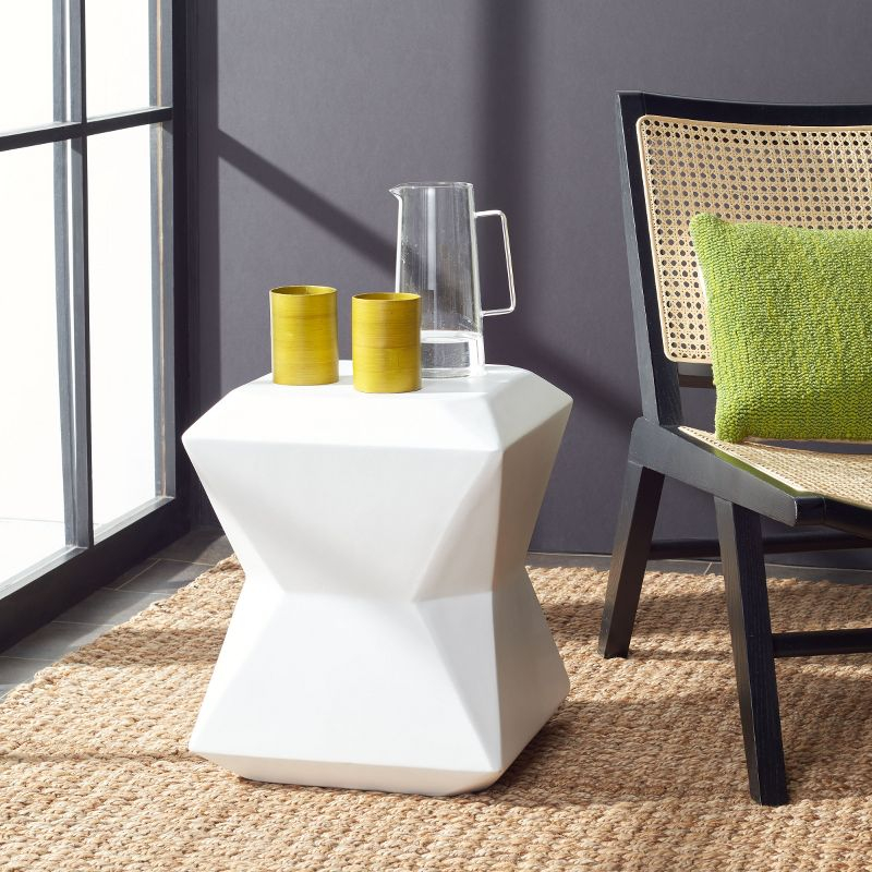 Conan Concrete Accent Stool - Indoor/Outdoor - VNN1030 - White - Safavieh