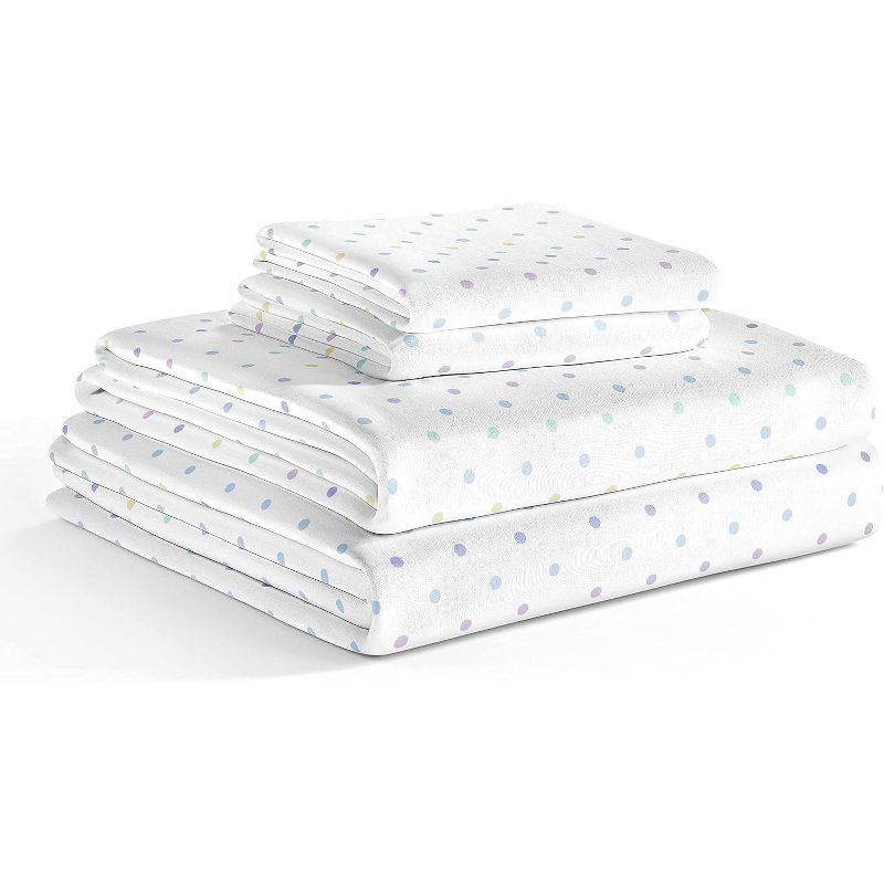 CGK Linens Kids 4 Piece Bed Sheet Set - Cute & Cozy Wrinkle-Resistant with Vibrant Designs in Multicolor Polka Dots, Size Full