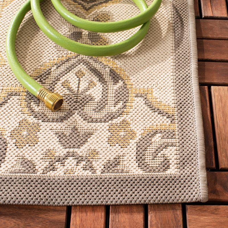 Courtyard CY7978 Power Loomed Indoor and Outdoor Area Rug - Dark Beig/Beige - 5'3"x7'7" - Safavieh