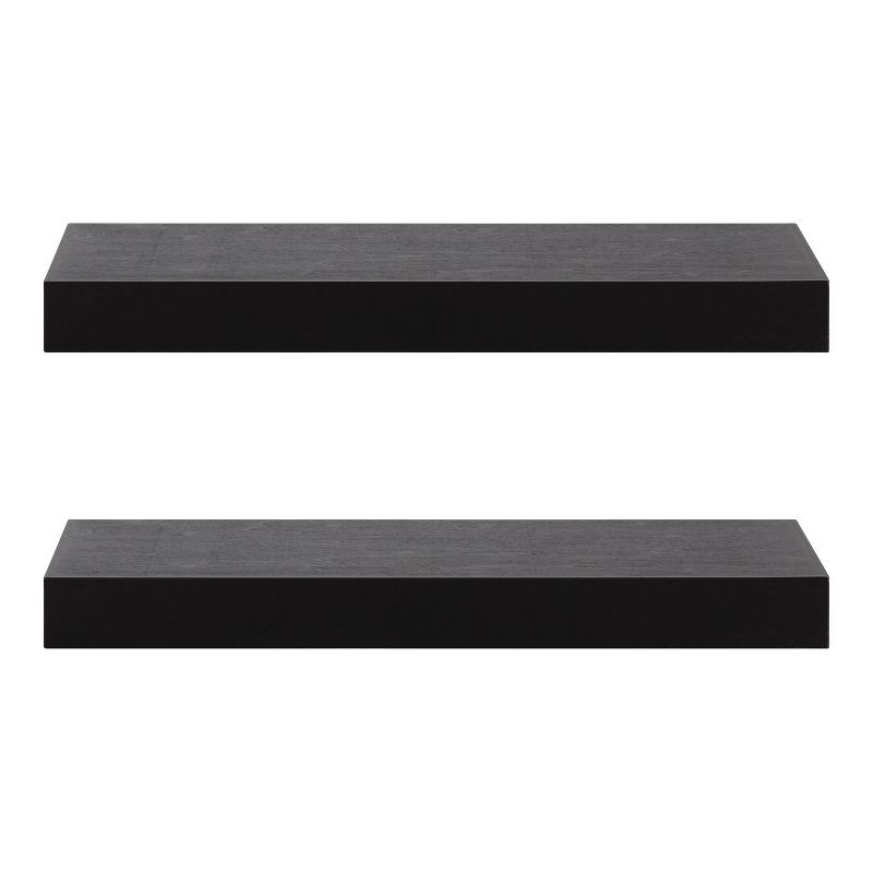 2pc 24" Havlock Wood Shelf Set Black - Kate & Laurel All Things Decor: Solid Wood, Easy Wall Mount