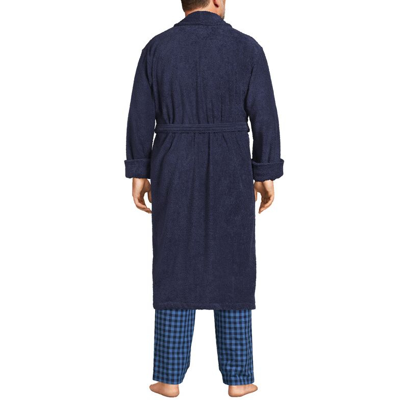 Lands' End Men's Big and Tall Calf Length Turkish Terry Robe - 4X Big Tall - Deep Sea Navy