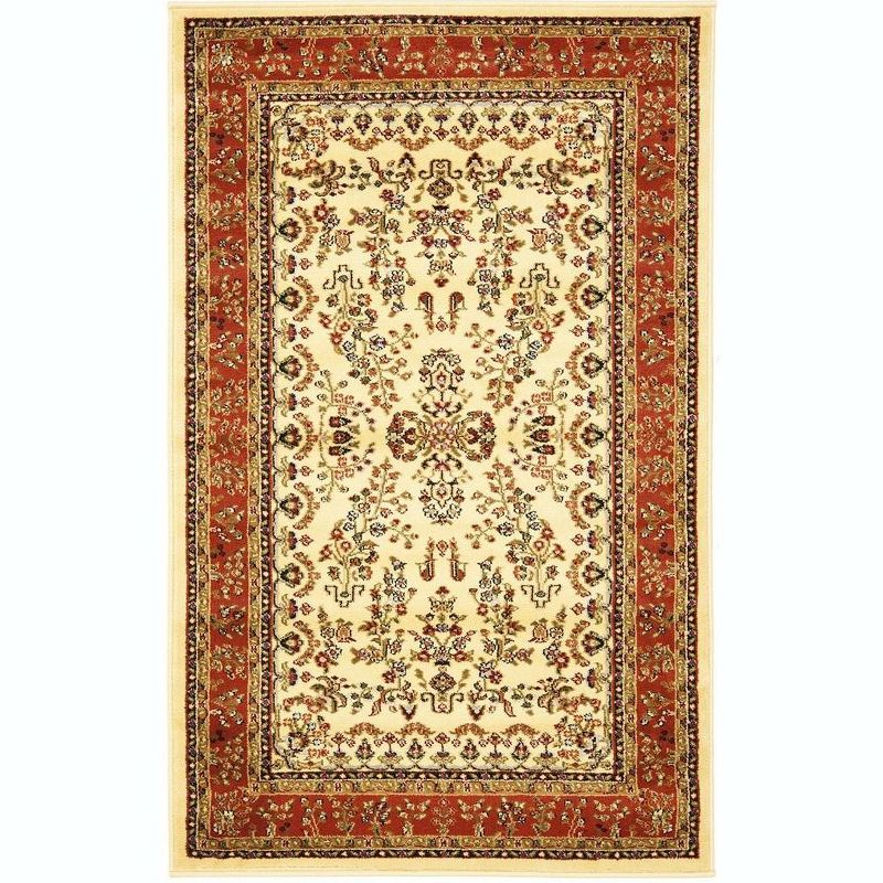 Lyndhurst Sarouk LNH331 Power Loomed Accent Rug - Ivory/Rust - 3'3"x5'3" - Safavieh