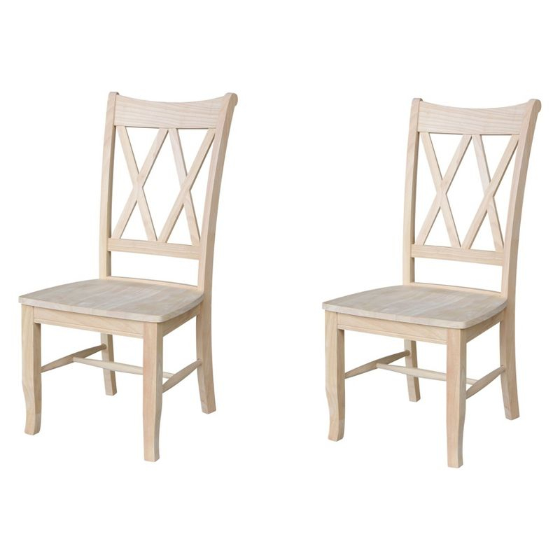 Set Of 2 Double X Back Chair Unfinished - International Concepts: Solid Wood, Armless, Unupholstered