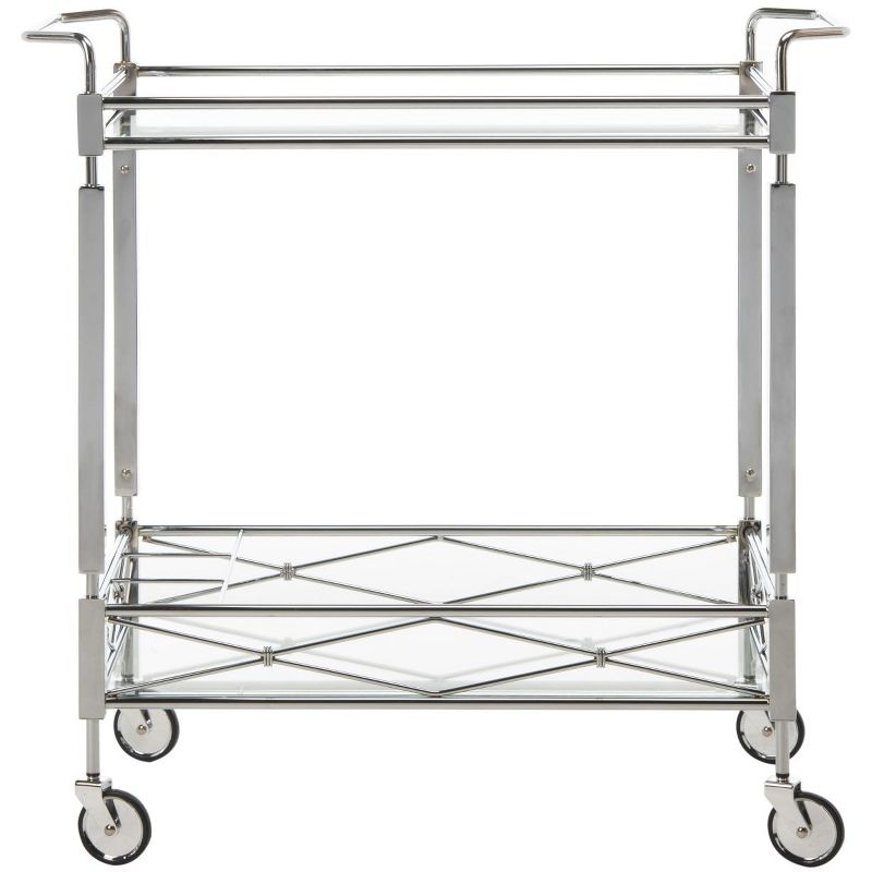 Ingrid 2 Tier Bar Cart - BCT8000A - Chrome/Glass - Safavieh