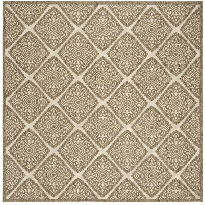 Linden LND132 Power Loomed Area Rug - Cream/Beige - 6'7"x6'7" - Safavieh