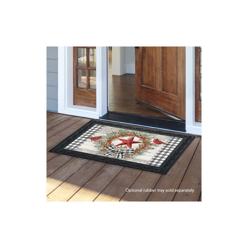 Briarwood Lane Doormat 30x18 Indoor Outdoor Berry Wreath Barnstar Winter For Winter Doormat