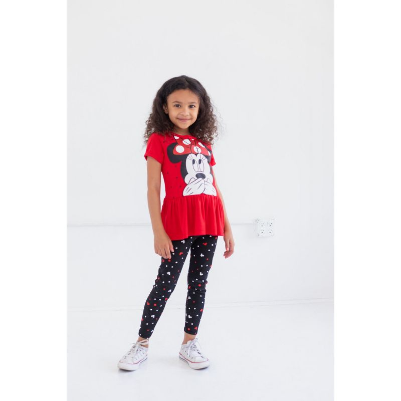 Disney Minnie Mouse Big Girls Graphic T-Shirt & Leggings Red/Black 14-16