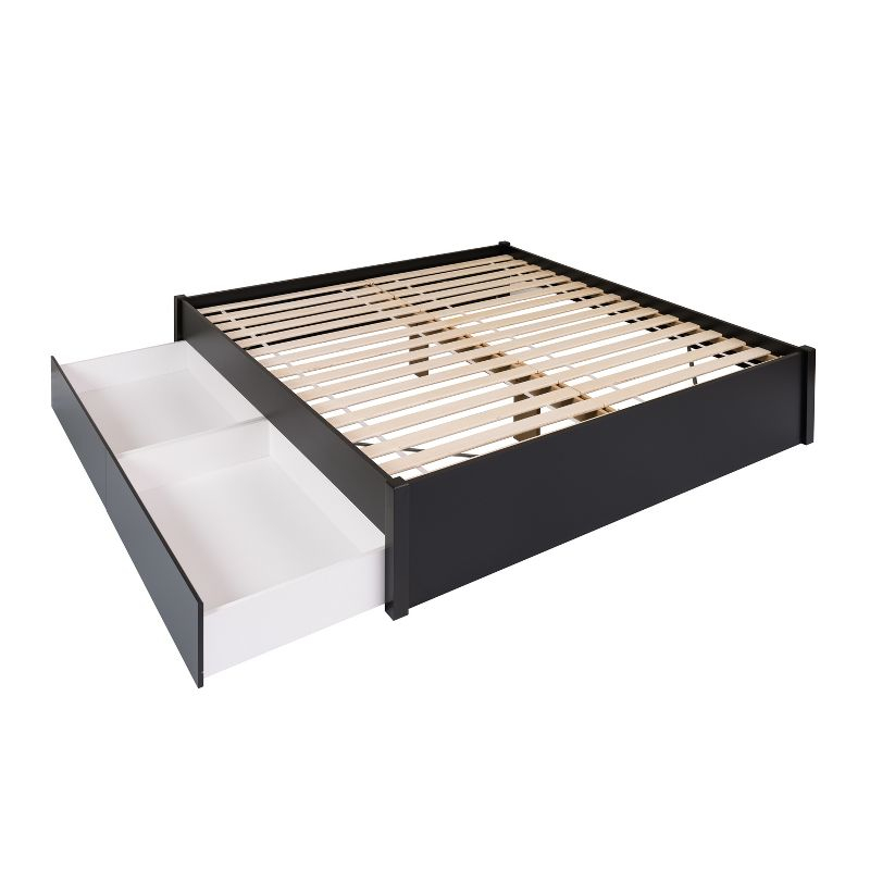 King Select 4-Post Platform Bed with 2 Drawers Black - Prepac: Solid Wood, Storage Functionality