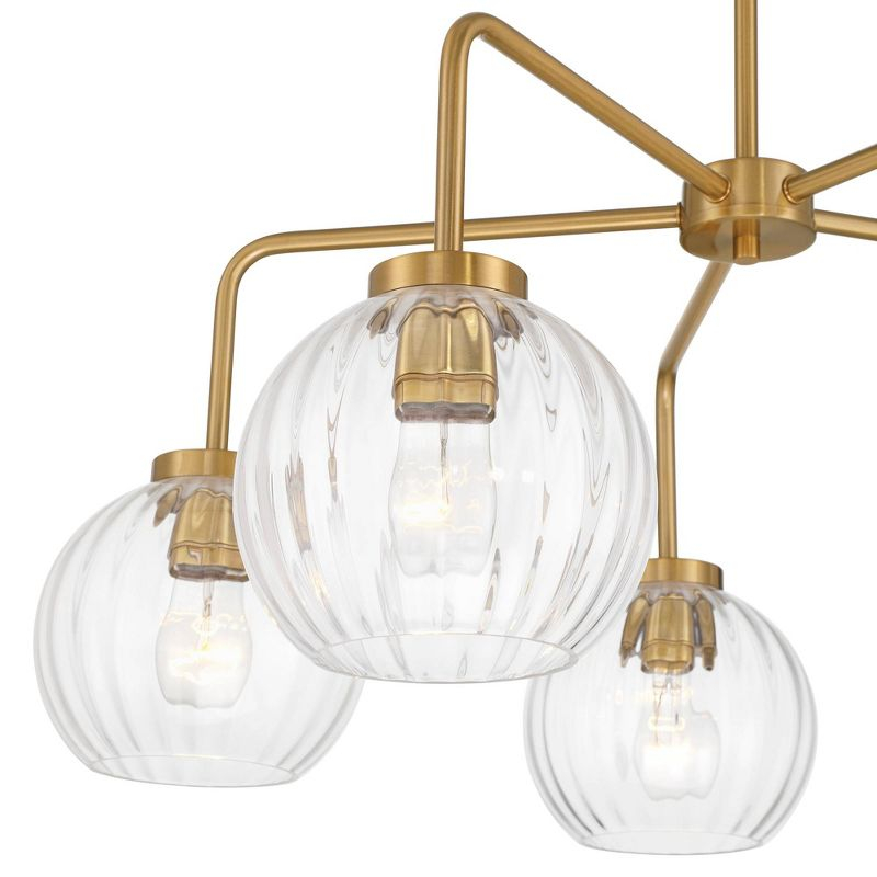 Possini Euro Design Mandy 30" Modern Pendant Chandelier Ceiling Light Fixture Dining Room Over Table Hanging 5-Light Clear Plated Gold Finish
