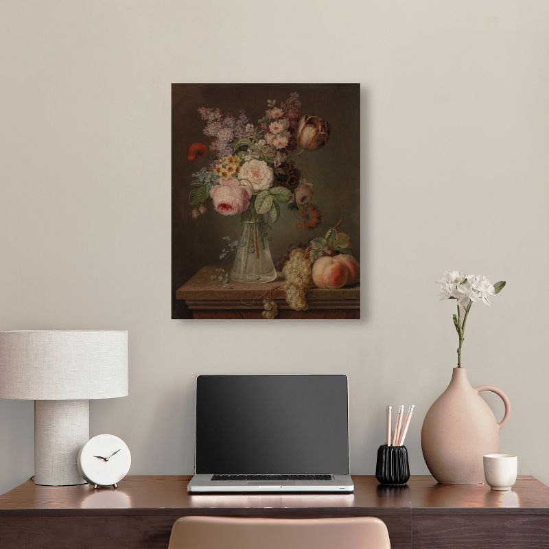 Art Remedy Flower Piece in Glass Vase Vintage Classic Roses Wall Art, 20" x 24", Gallery Wrapped