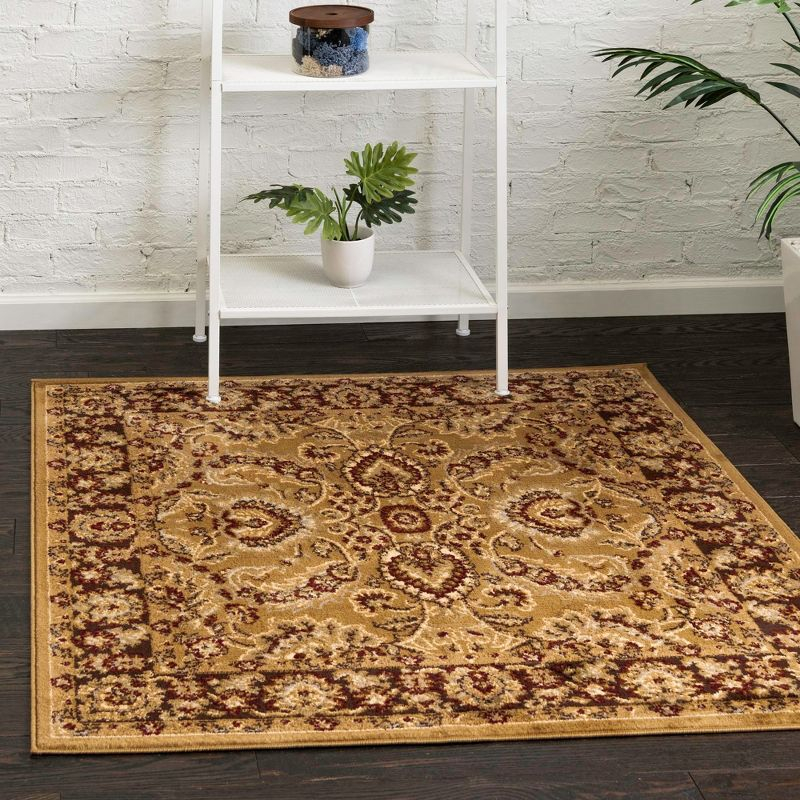 Unique Loom 4' 1 x 4' 1 Square Tan Voyage Asheville Area Rug