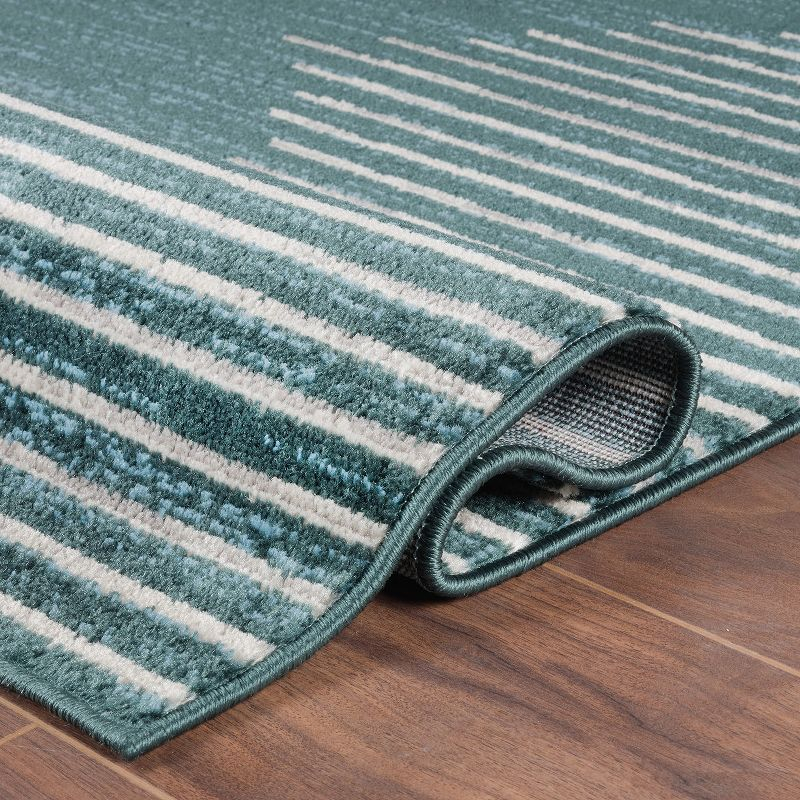 World Rug Gallery Bohemian Stripe Area Rug - TEAL 5'x7'