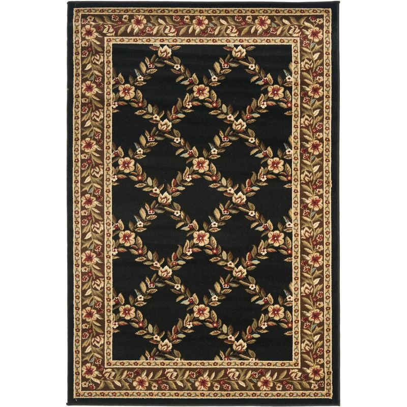 Lyndhurst LNH557 Power Loomed Area Rug - Black/Brown - 4'x6' - Safavieh