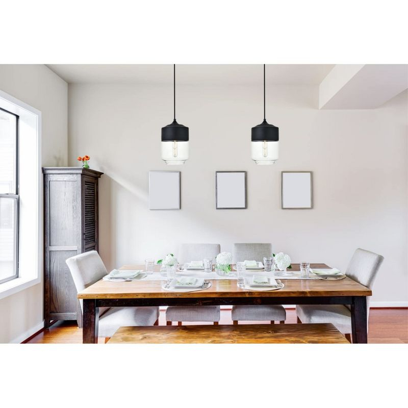 Elegant Lighting Ashwell 1 Light Black Pendant With Clear Glass