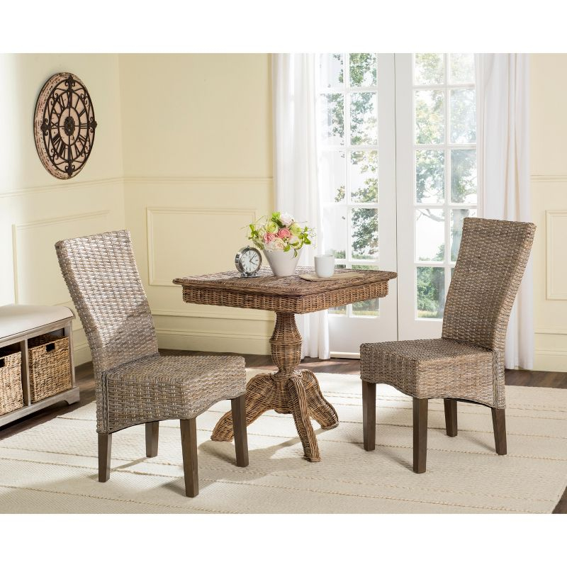 Ozias 19''H Wicker Dining Chair (Set of 2) - White Washed - Safavieh