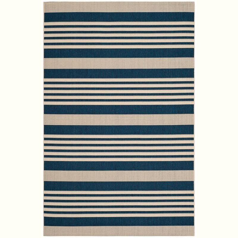 Courtyard CY6062 Power Loomed Indoor/Outdoor Area Rug - Navy/Beige - 6'7"x9'6" - Safavieh.