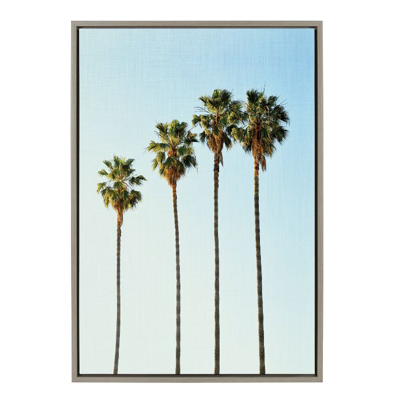 23" x 33" Sylvie Four Palm Trees Framed Canvas by Simon Te Gray - Kate & Laurel: Nautical Beachy Wall Art Decor
