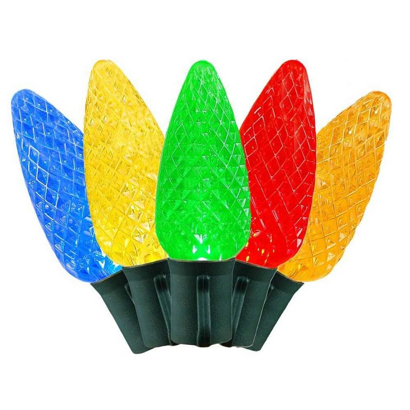 Novelty Lights LED Multi C9 Faceted Green Wire (25 Bulbs, 120 V)