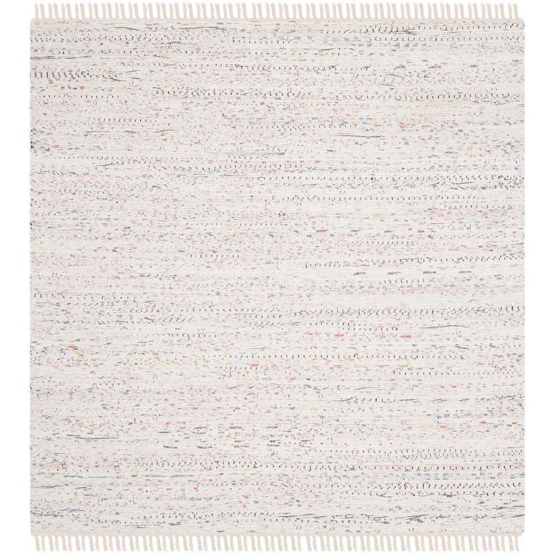 Rag Rug RAR121 Hand Woven Indoor Accent Rug - 4'x4' - Ivory/Multi - Safavieh
