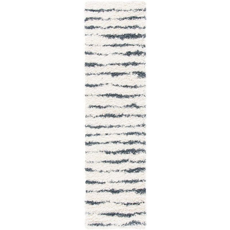 Venus Shag VNS603 Power Loomed Runner Rug - Ivory/Dark Grey - 2'2"x8' - Safavieh.