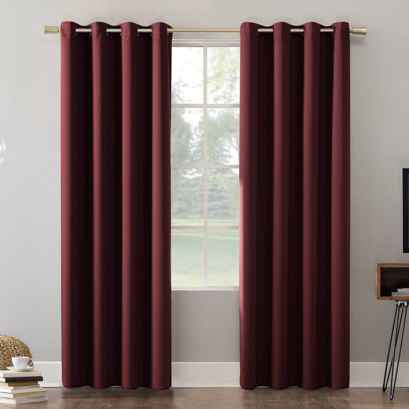 52"x95" Sun Zero 100% Blackout Oslo Theater Grade Grommet Curtain Panel Red: Noise Reduction, Energy Efficient