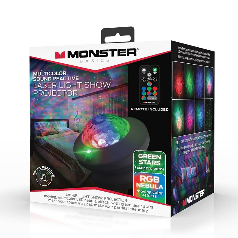 Monster Laser Light Projector: Multicolored LED Nightlight, AC Adapter, Laser Projection Show, Indoor/Outdoor Use