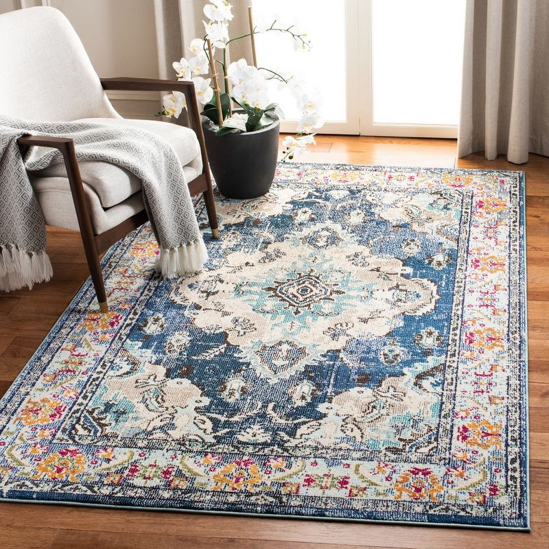 Monaco MNC243 Power Loomed Indoor Area Rug - Navy/Light Blue - 5'1"x7'7" - Safavieh