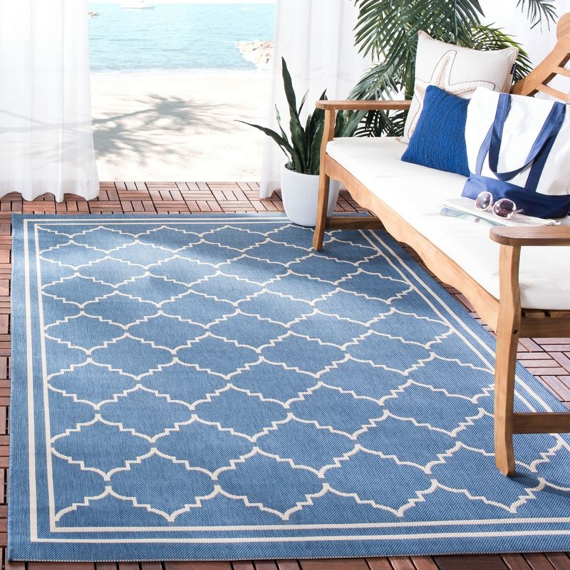 Courtyard CY6889 Power Loomed Indoor and Outdoor Area Rug - Blue/Beige - 5'3"x7'7" - Safavieh