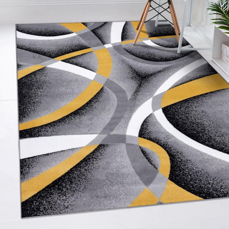 Luxe Weavers Victoria Collection Yellow 7x10 Modern Abstract Area Rug