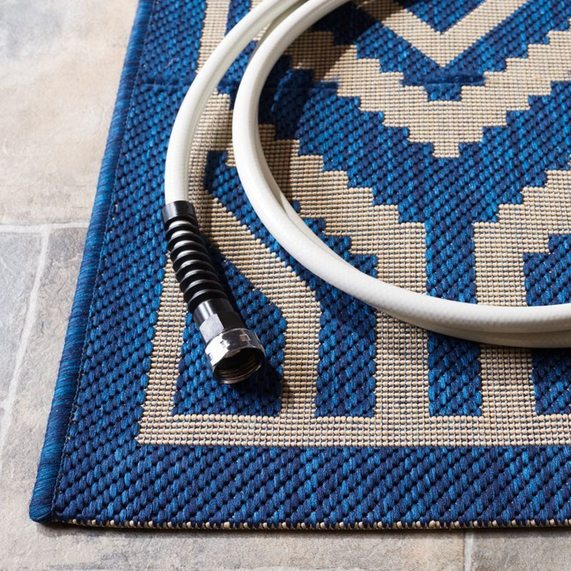Courtyard CY6902 Power Loomed Indoor and Outdoor Area Rug - Navy/Beige - 9'x12' - Safavieh