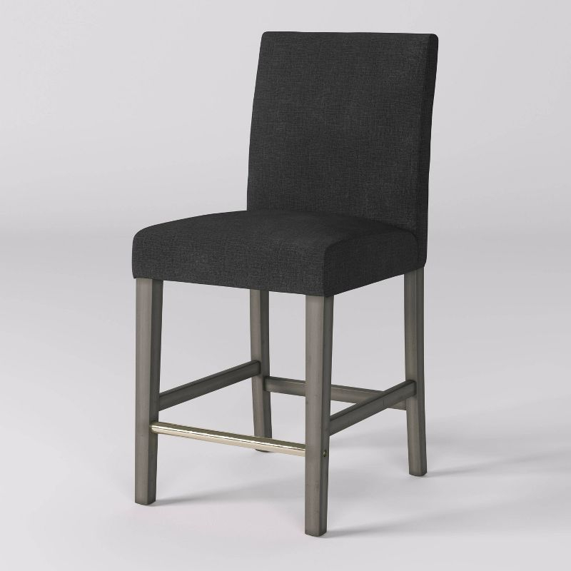 Laura Wooden Counter Height Barstool Dark Gray - CorLiving: Upholstered Parsons Style, Foam-Padded High Back