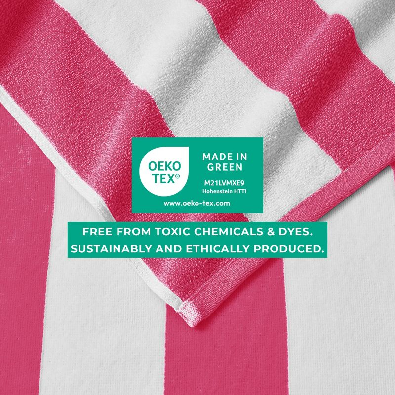 100% Cotton Cabana 4 Pack Beach Towels - Great Bay Home (30" x 60", Bright Pink)
