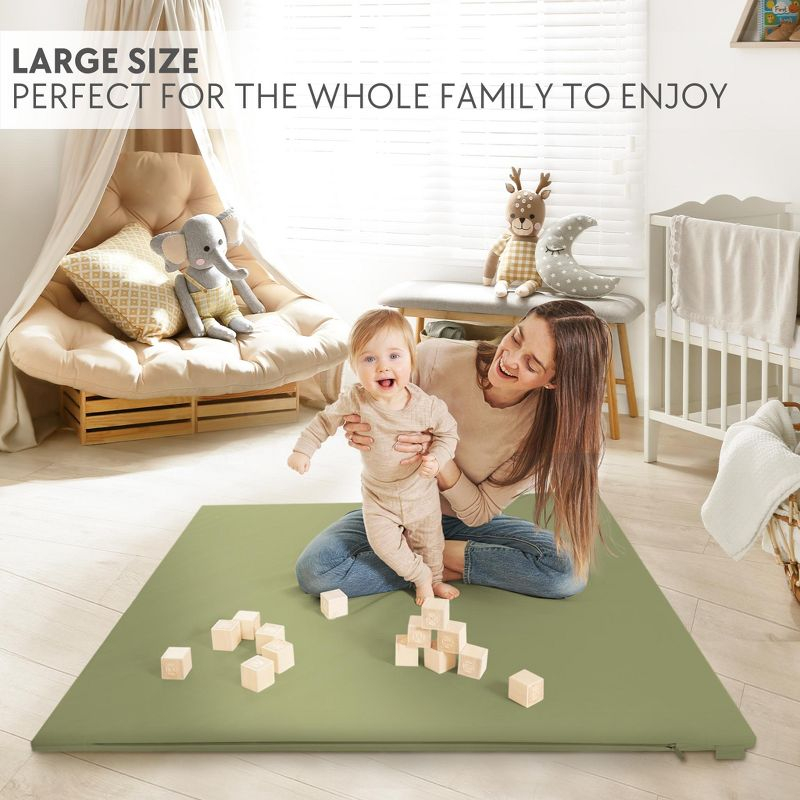Stylish Padded Baby Play Mat - Extra Thick & Soft Vegan Leather Floor Mat for Safe Play - Beautiful Design Fits Any Playroom for Boys or Girls