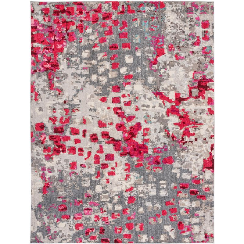 Madison MAD425 Power Loomed Area Rug - Grey/Red - 8'x10' - Safavieh.